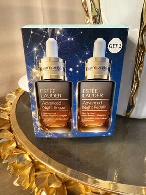 Estee Lauder Advanced Night Repair Serum Duo - blue and gold packaging
